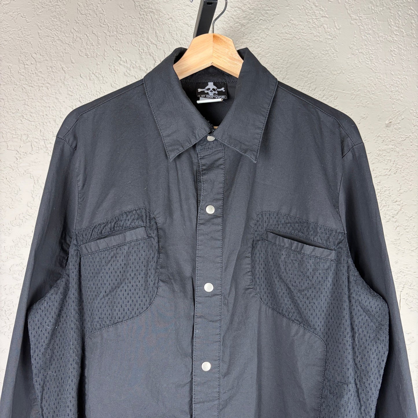 Lip Service Goth Perforated Mesh Trim Punk XXL Tripp Style Button Up Shirt