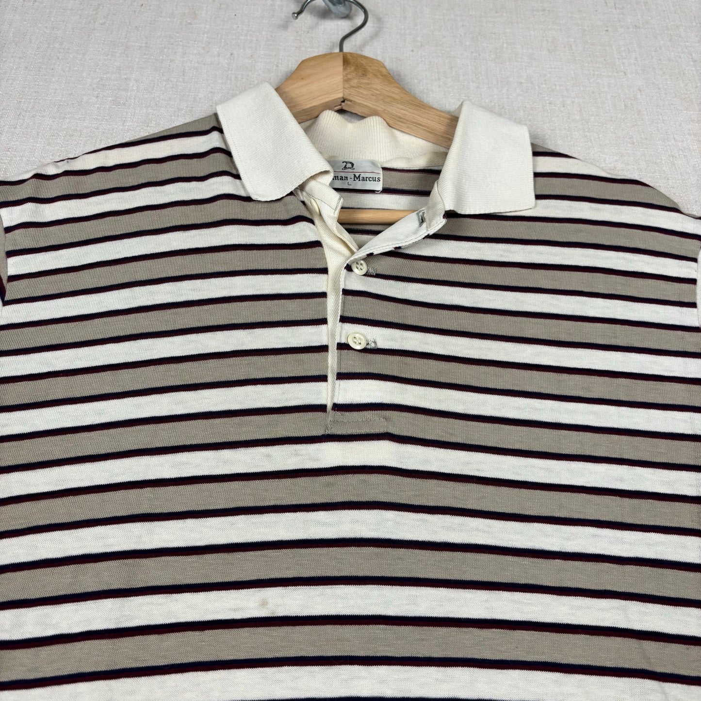 Vintage Neiman Marcus Striped Polo Golf Large Shirt