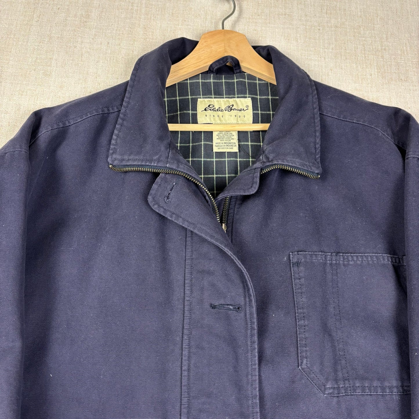 Vintage Eddie Bauer Chore Style Flannel Lined Womens XL Jacket