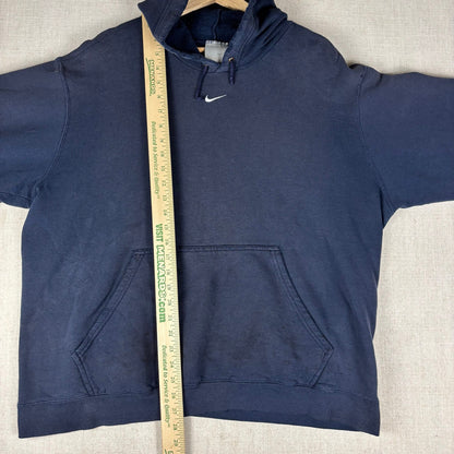 Nike Center Swoosh Y2K Silver Tag Navy Hoodie Large