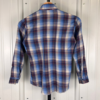 Wrangler Pearl Snap Youth Sz 10 1960s Made in USA Button Up Shirt