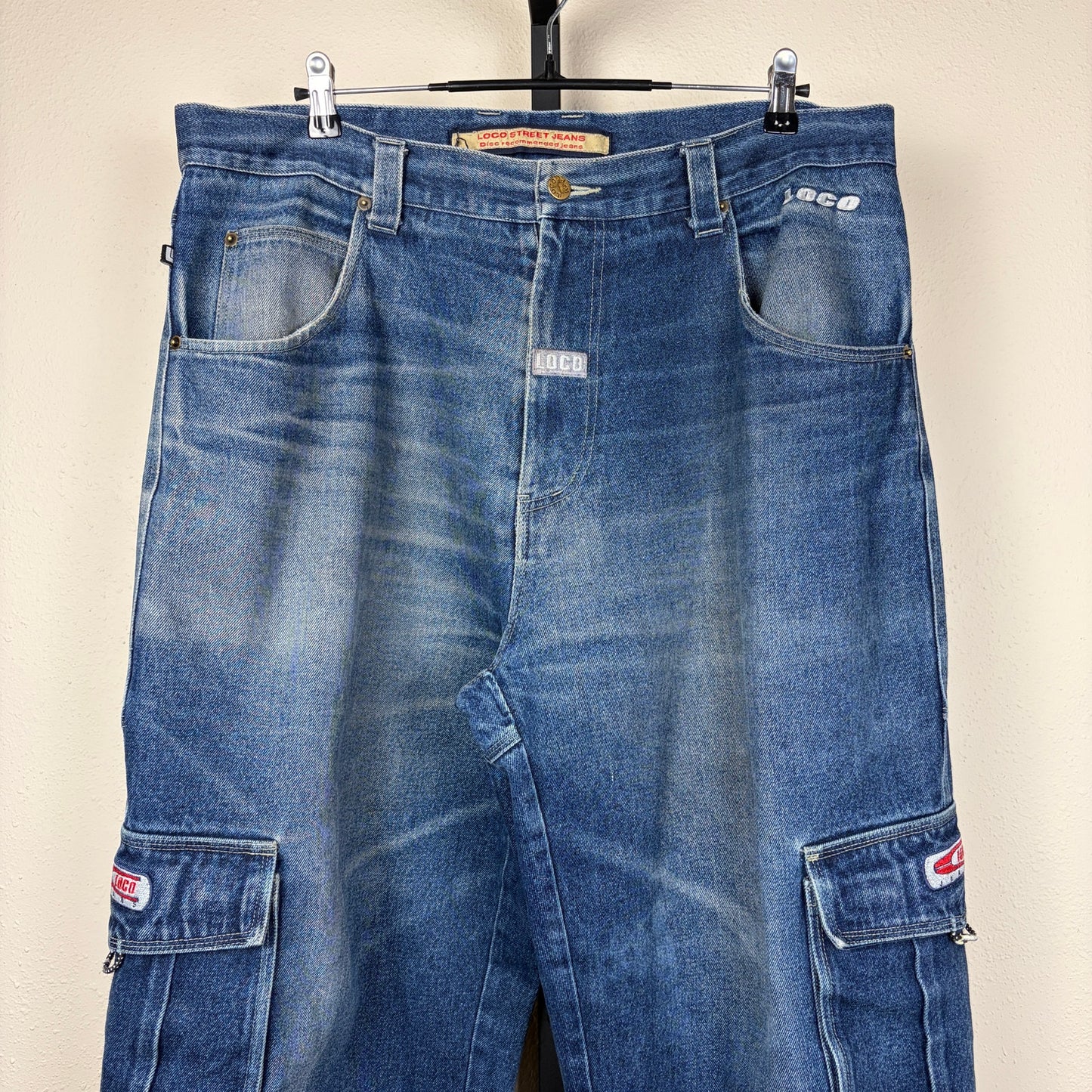 Vintage JNCO Style Loco Street Whiskered Baggy Skater Sz 38 Y2K Jeans