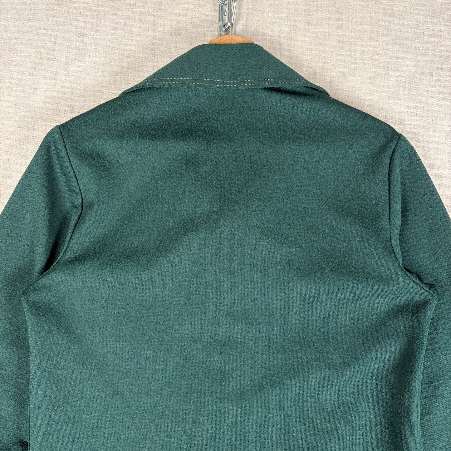Vintage Sears Kings Road 1970s Disco Forest Green Small Button Up Shirt