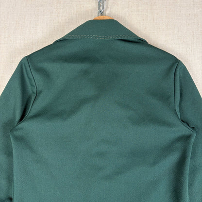 Vintage Sears Kings Road 1970s Disco Forest Green Small Button Up Shirt