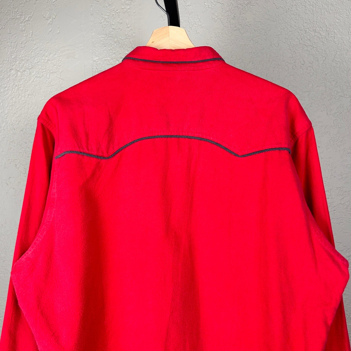 Polo Western Ralph Lauren 1980s Cowboy Pearl Snap Red Cotton XL Button Up Shirt