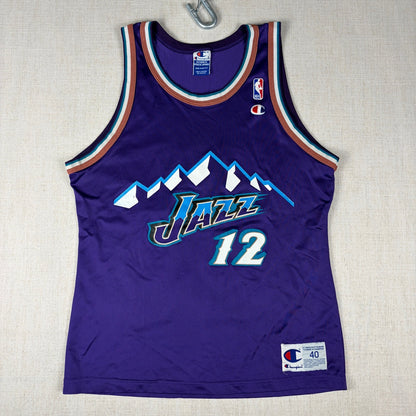 John Stockton Vintage Utah Jazz Champion 90s Size 40 Jersey