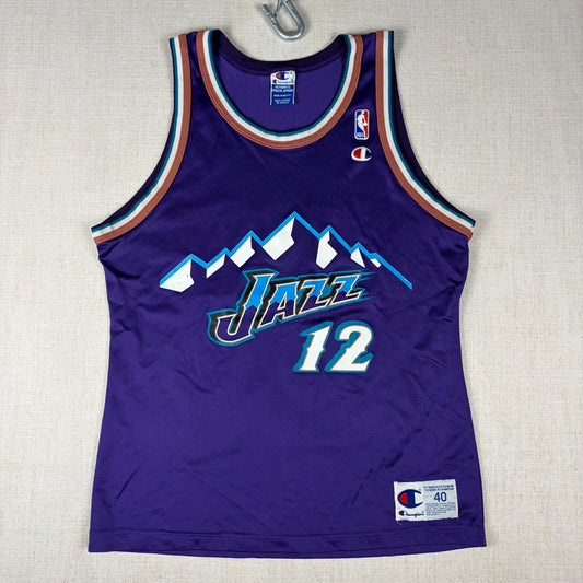 John Stockton Vintage Utah Jazz Champion 90s Size 40 Jersey