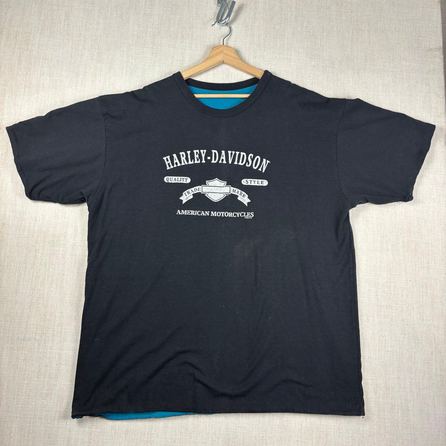 Vintage Harley Davidson 1999 Reversible Eagle Spell Out XXL Shirt