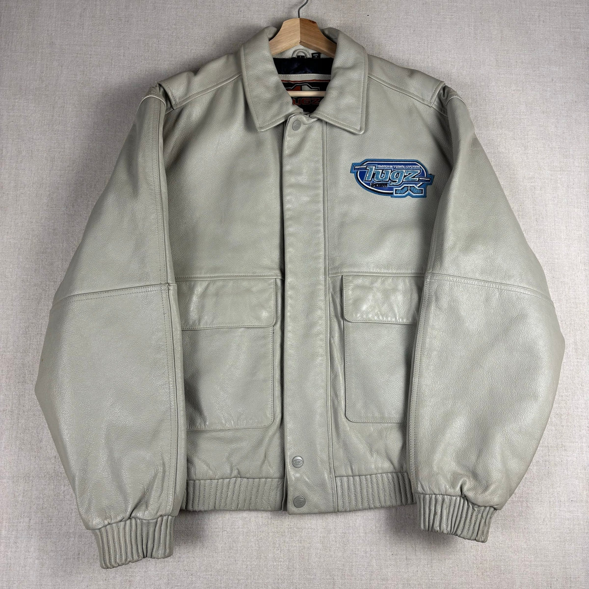 Vintage Lugz Authentic Embroidered Leather Jacket Large