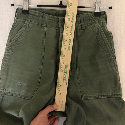 Vintage Military Fatigues OG 107 Button Fly Army Sateen Sz 24 Trousers