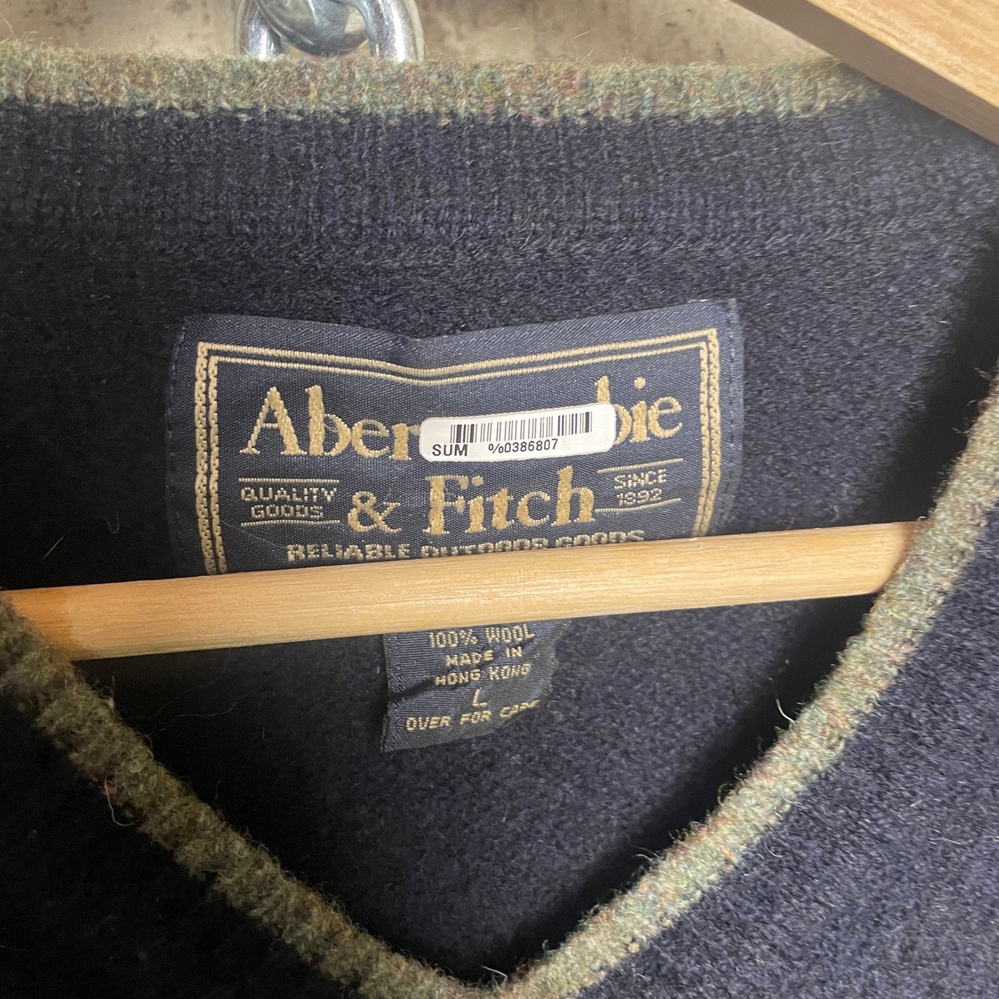 Abercrombie and Fitch Black Wool Sweater Vest Y2K Large