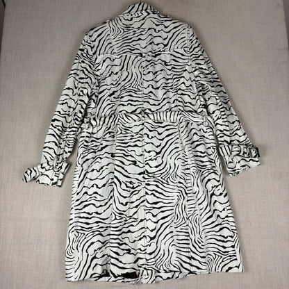 Wilsons Leather Pelle Studio Zebra Print Womens Trench Coat XL