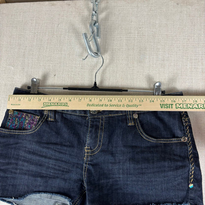 Coogi Rhinestone Y2K Studded Mini Jean Shorts Sz 11/12 Dark Wash