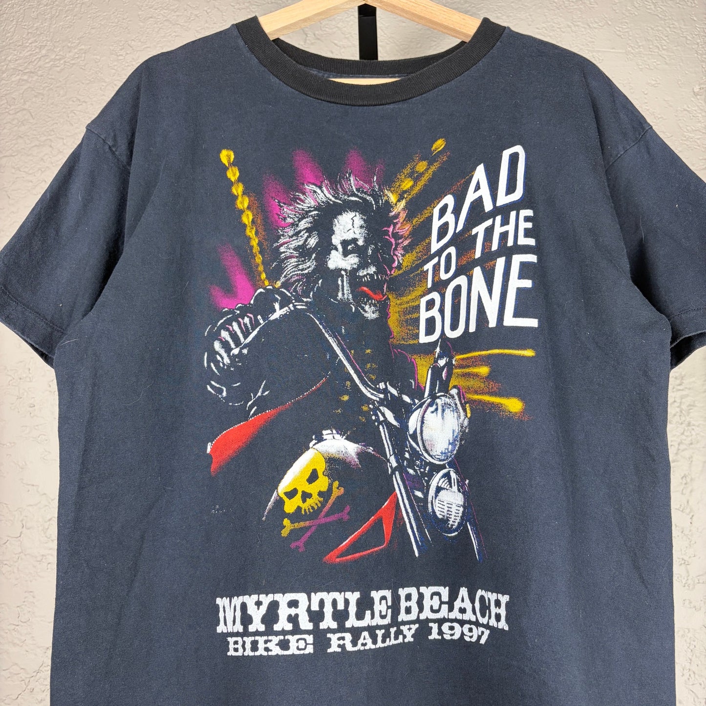 Bad To The Bone 1997 Bike Rally 3D Emblem Style Large Harley Davidson Tee