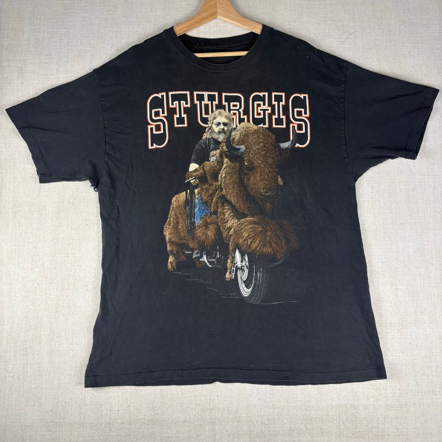 Vintage Harley Davidson Sturgis Buffalo 1992 Bike Rally Shirt Large