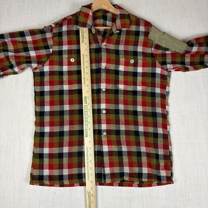 True Vintage Loop Collar 1930s/ 40s Thrashed Plaid Medium Flannel