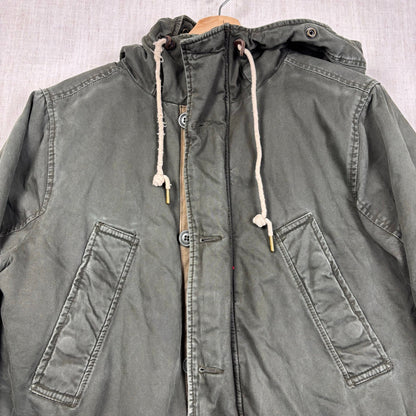 Abercrombie and Fitch Distressed Sherpa Lined Army Parka Small Hooded Jacket