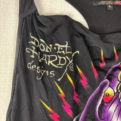 Ed Hardy Y2K Christian Audigier NWT Panther Rhinestone Viscose Large Mini Dress