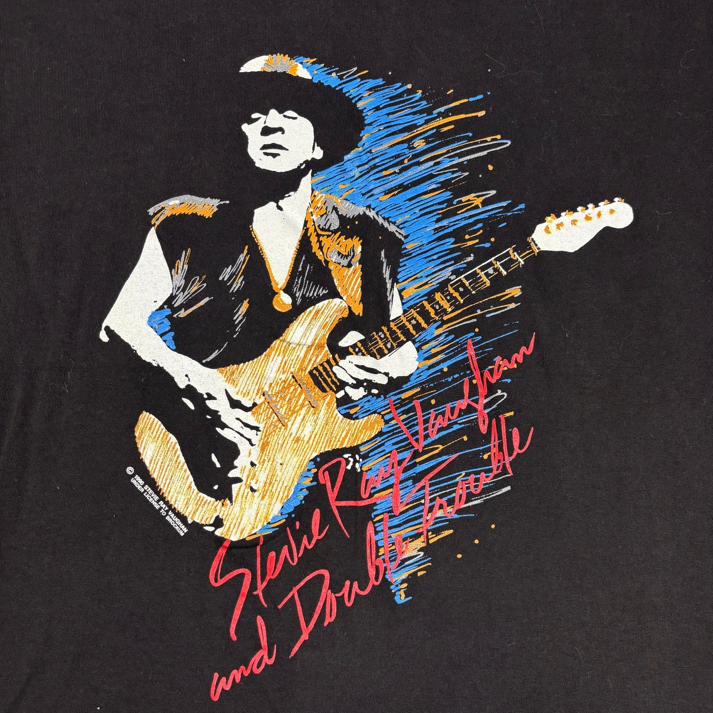 Vintage Stevie Ray Vaughn Double Trouble 1990 In Step Tour XL Band Tee