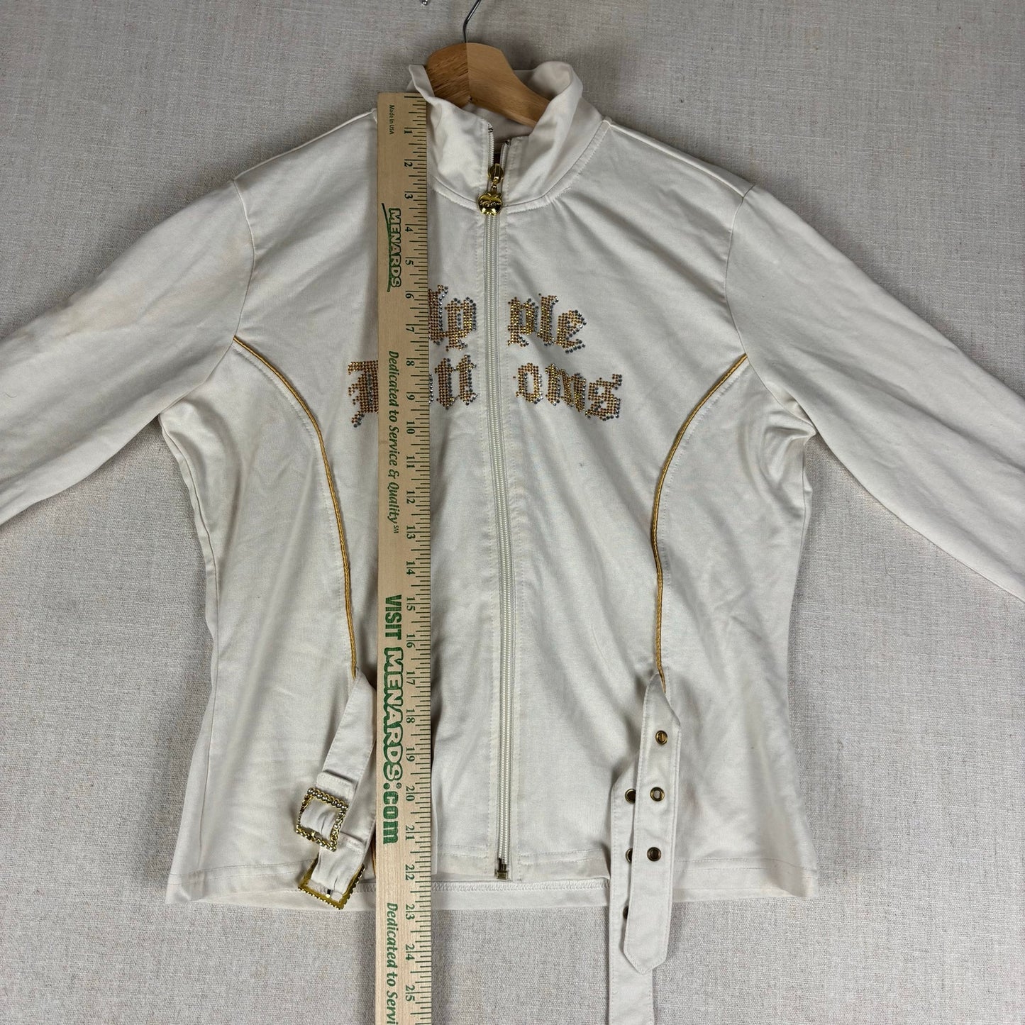 Y2K Apple Bottoms Rhinestone Tracksuit Top Belt Detail XL