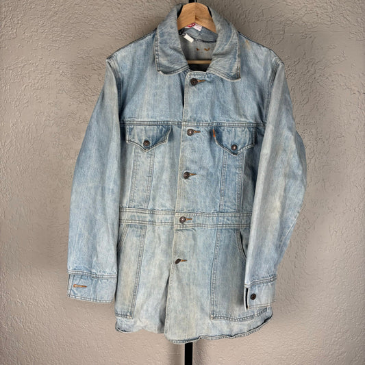 Levis 1970s Orange Tab Denim Split Tail 70671 USA Made Womens Large Chore Jacket