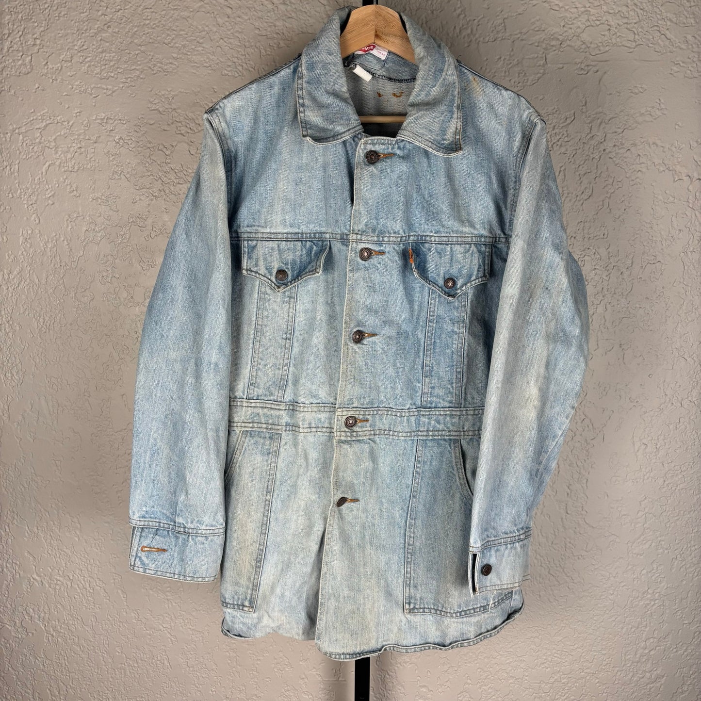 Levis 1970s Orange Tab Denim Split Tail 70671 USA Made Womens Large Chore Jacket