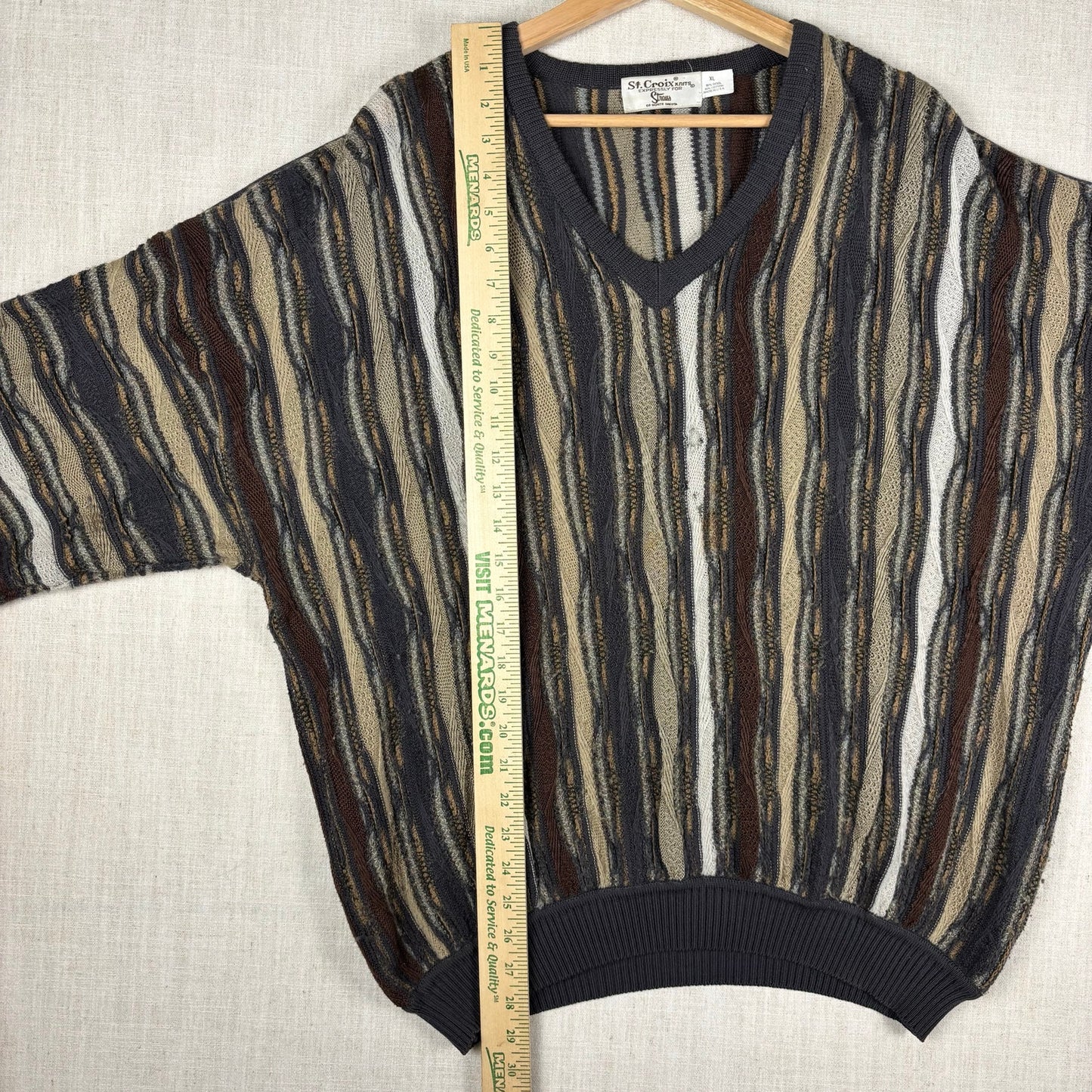 Coogi Style 3D Knit Sweater St. Croix V Neck XL