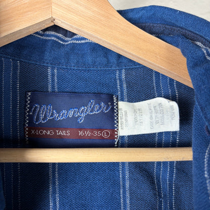 Wrangler Vintage 80s X Long Tails Large 100% Cotton Striped Button Down Shirt