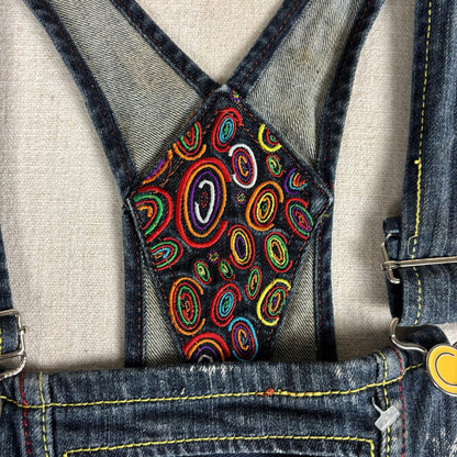 Coogi Jeans Y2K Womens Denim Overall Shorts Embroidered Sz Large