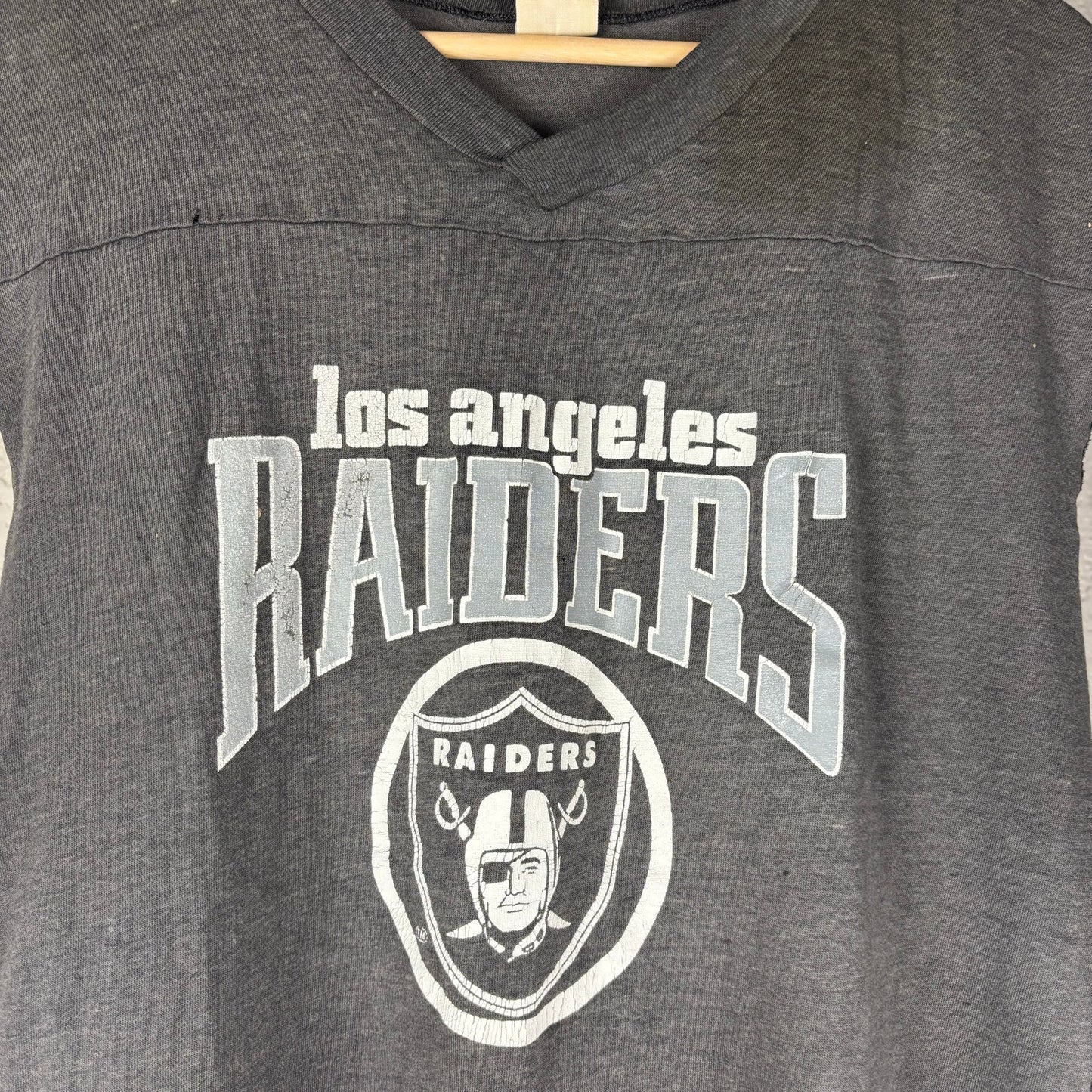 Vintage Los Angeles Raiders 1980s Logo 7 Distressed Cut Off Medium Shirt