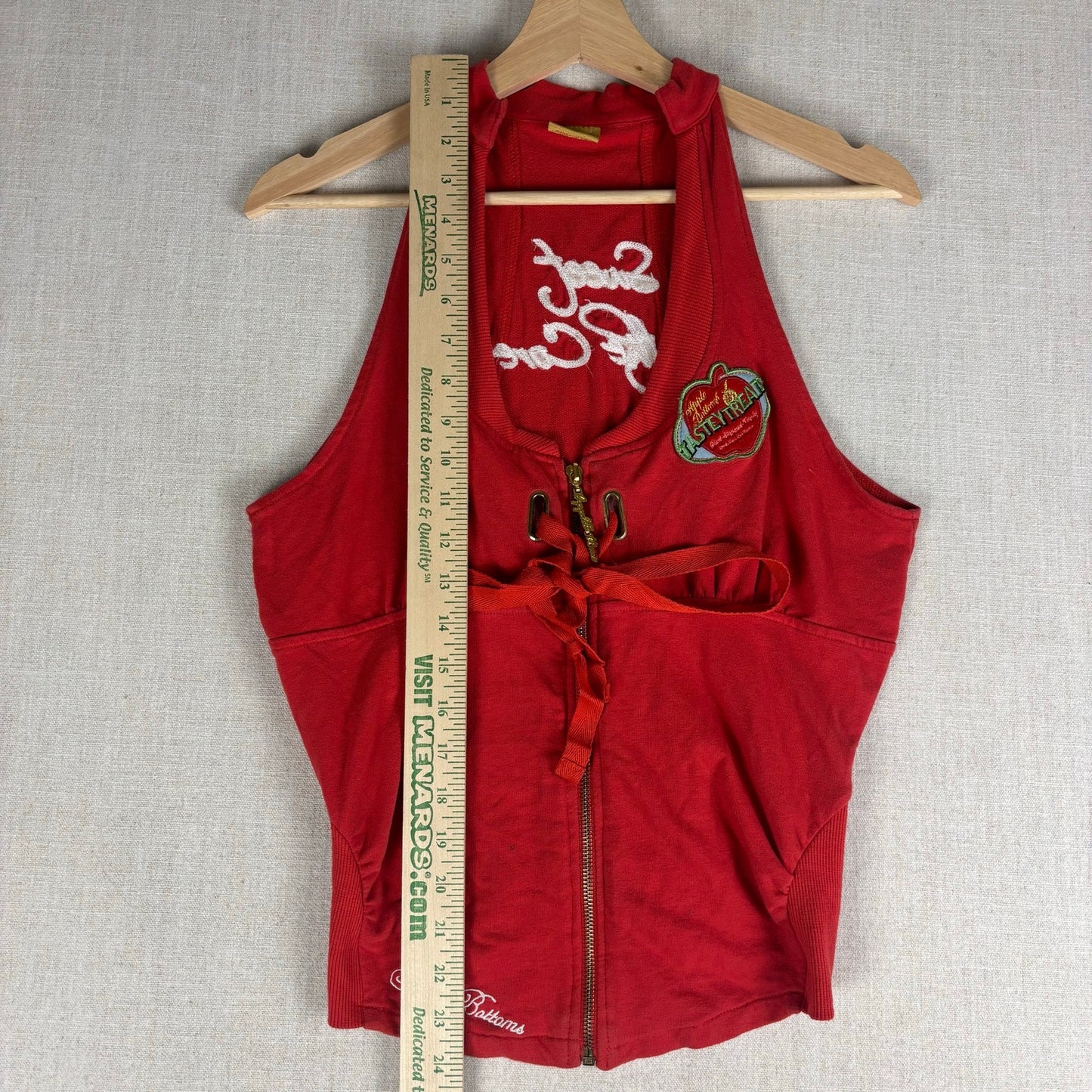 Apple Bottoms Y2K Sweet to the Core Embroidered Zip Up Tank Top Large