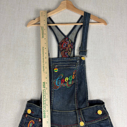 Coogi Jeans Y2K Womens Denim Overall Shorts Embroidered Sz Large