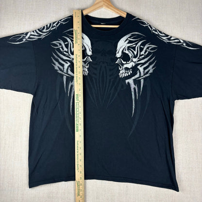 Tribal Y2K Screaming Skulls Cyber Emo XXL Baggy Shirt