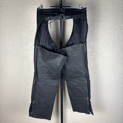 Unik Leather Motorcycle Biker Chaps Small Zip Up Pants