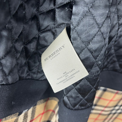 Burberry London Black Cashmere Nova Check Wool Quilted Coat XL