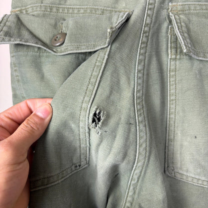 Vintage Military Fatigues OG 107 Button Fly Army Sateen Sz 24 Trousers