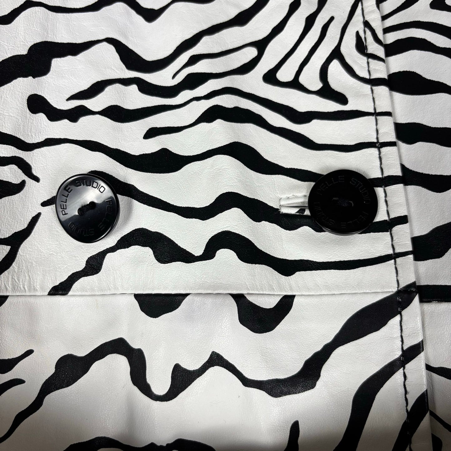 Wilsons Leather Pelle Studio Zebra Print Womens Trench Coat XL