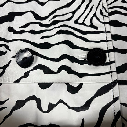 Wilsons Leather Pelle Studio Zebra Print Womens Trench Coat XL