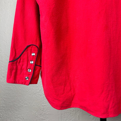 Polo Western Ralph Lauren 1980s Cowboy Pearl Snap Red Cotton XL Button Up Shirt
