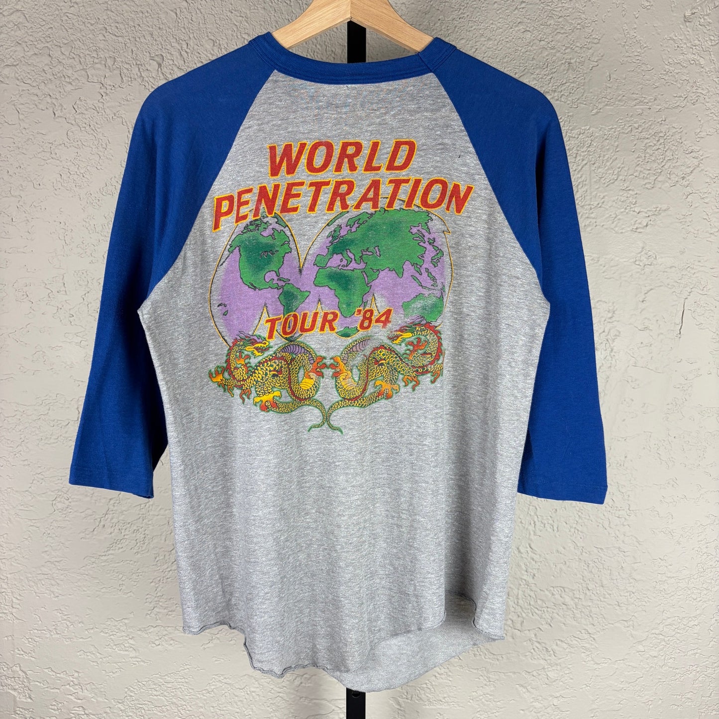 Ted Nugent 1984 World Penetration Tour Small Band Tee Raglan