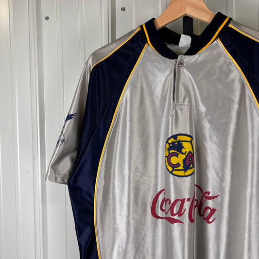 Club America Aguilas Vintage 90s Corona Coca Cola Satin XL Button Jersey