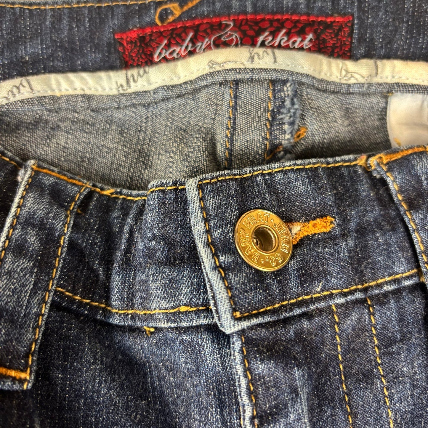 Baby Phat Y2K Flared Embroidered Big Cat Dark Wash Sz 9 Jeans