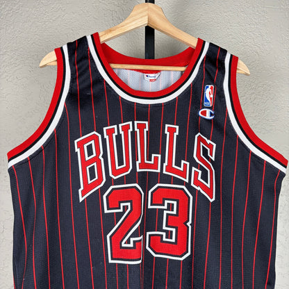 Vintage Champion Chicago Bulls Michael Jordan Pinstripe XL NBA Jersey