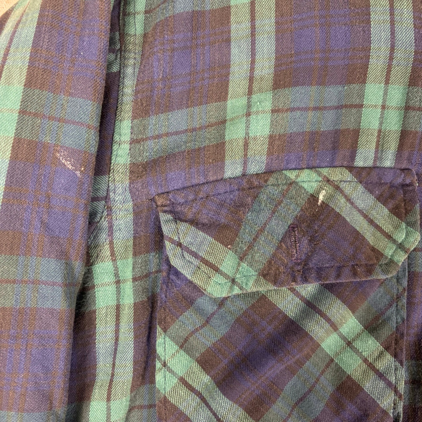 Vintage LL Bean Green Plaid Thinsulate Quilted Distressed Flannel XXL Jacket