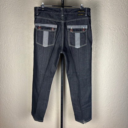 Y2K Red Ape Dark Wash Baggy Skater Sz 38 Embroidered Jeans Denim