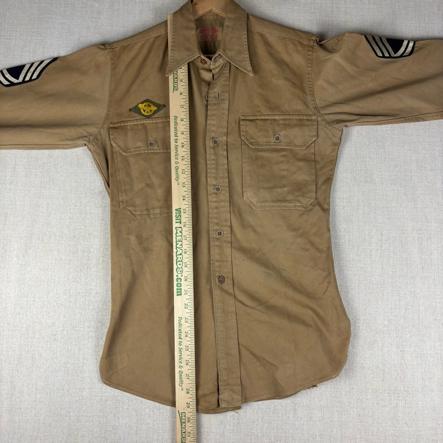 Vintage WWII Sanforized Military Yale Sergeant Regulation Button Shirt Small