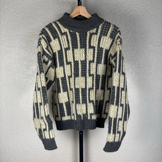 1960s Jantzen Wool Abstract Snow Mountain Ski Collection Medium Sweater
