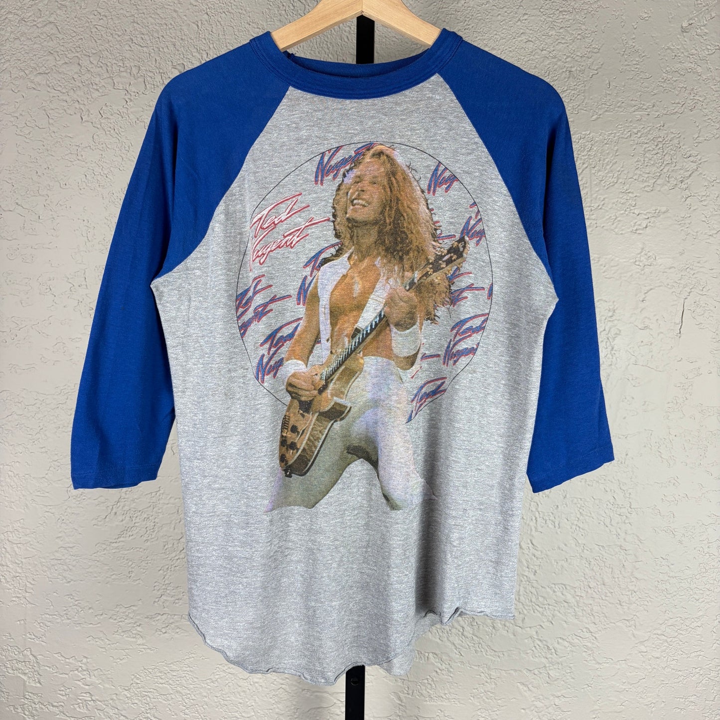 Ted Nugent 1984 World Penetration Tour Small Band Tee Raglan
