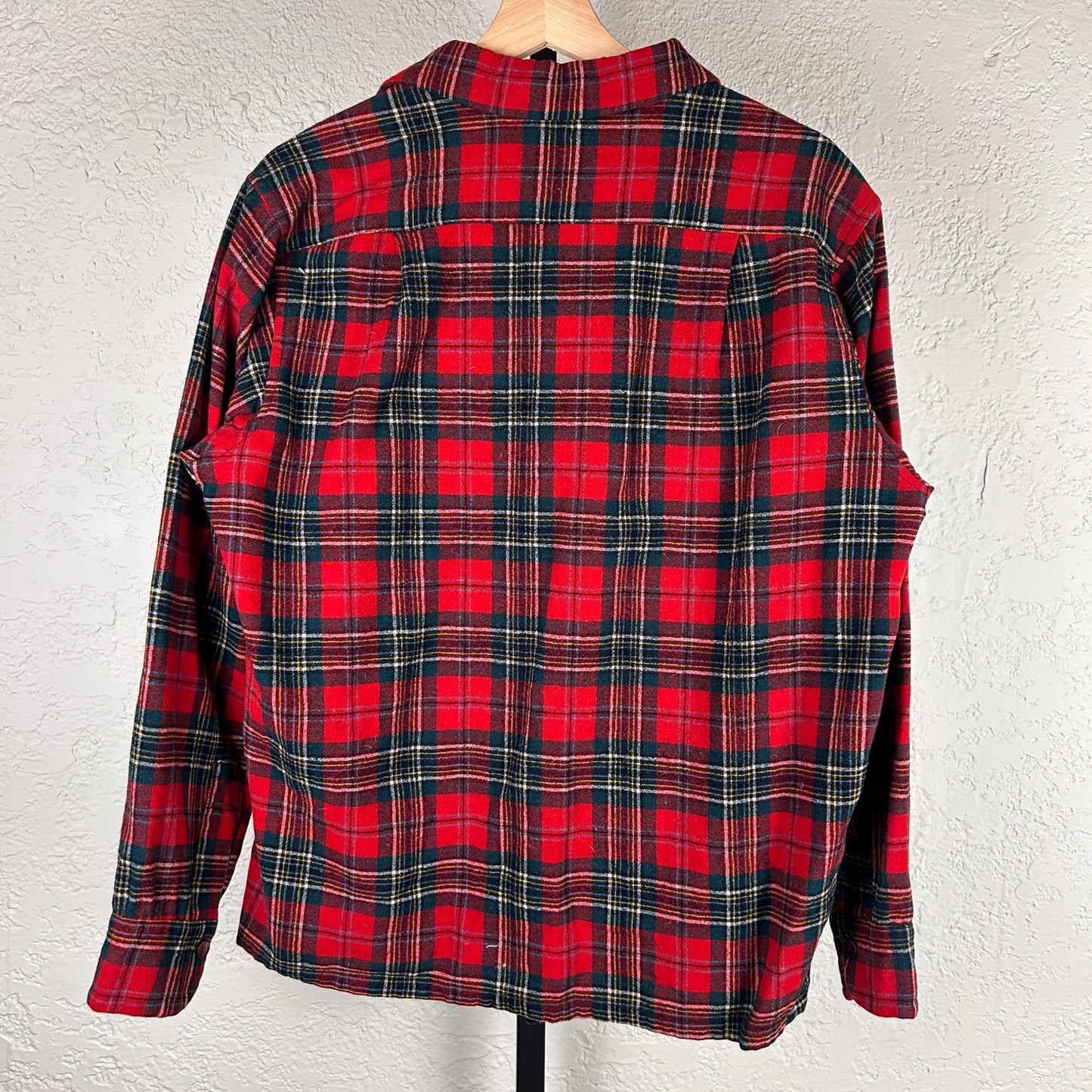 Pendleton 1960s Board Plaid Wool Loop Collar USA Made Large Flannel