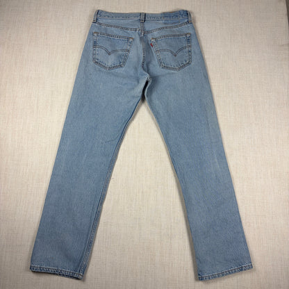 Vintage Levis Button Fly 501 Jeans 90s Light Wash 33x32 Slim Fit Jeans